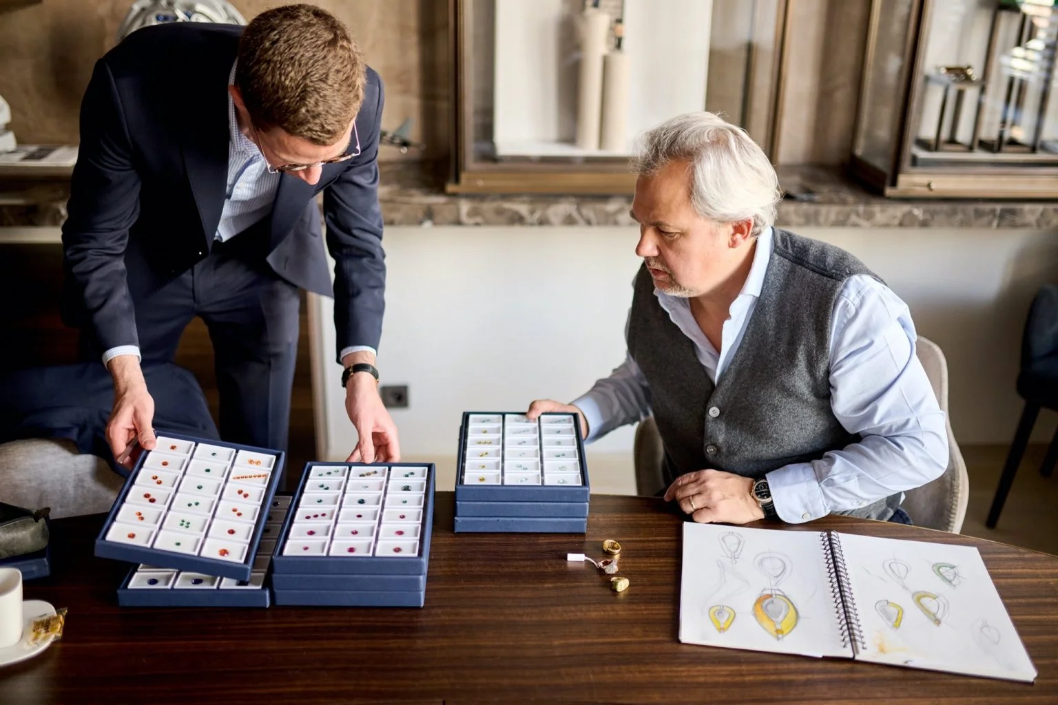 A selection of gemstones in the Wittmann atelier